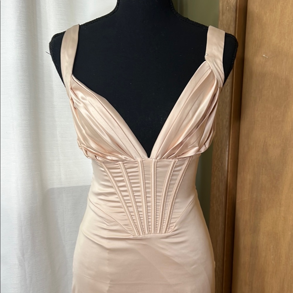 Elegant Nude Evening Corset Gown- Mermaid Style - Picture 3 of 7